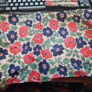 Liberty Fabric remnant-  Blue Flowers, Red Flowers, Green flowers and leaves